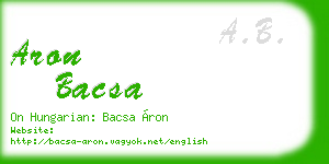 aron bacsa business card